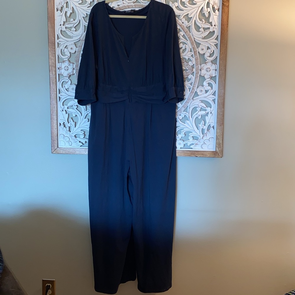 Eshakti Plus Size Zip Front Cotton Denim Jumpsuit sz 3x - 26W EUC